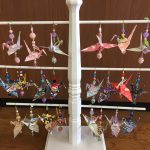 Paper Crane Ornaments on a stand