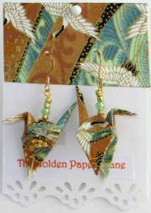 Paper Crane earrings with flying cranes