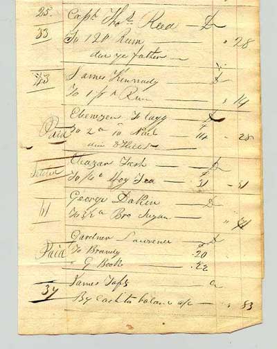 Pages from an old 1815 Mason Ledger Capt. Thomas Reed, James Kennedy, Ebenezer Flagg, Eleazer Fish, George Dakin, Gardner Lawrence