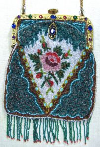 Antique Beaded Purse with a Jeweled Frame